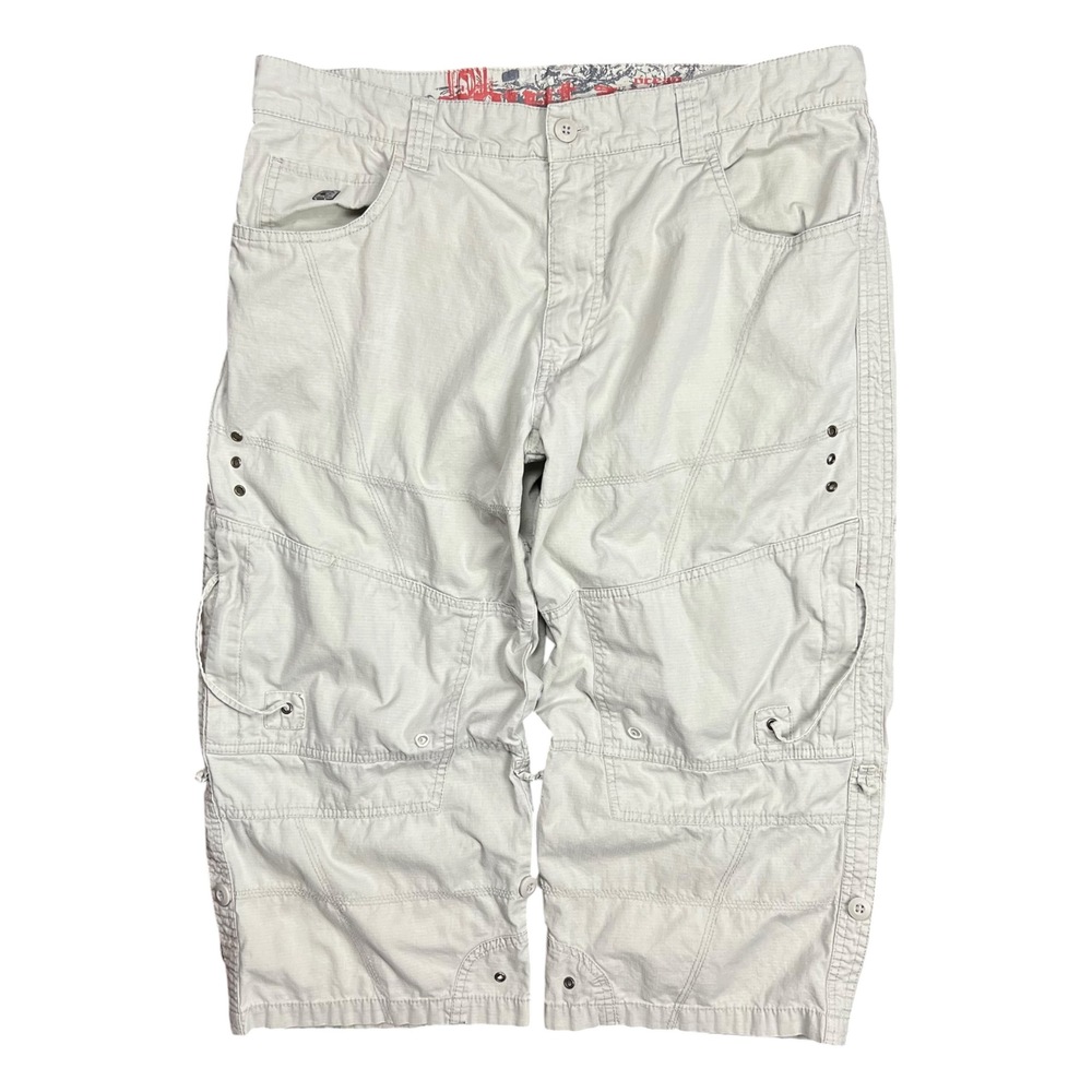 Vintage Y2K Point Zero Contrast Stitch Utility Cargo Capris - 38”